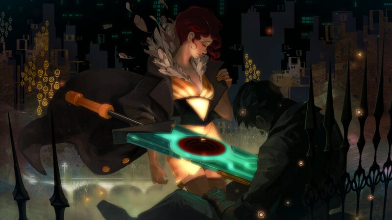 Woman with Glowing Sword — Black, Dramatic, Night