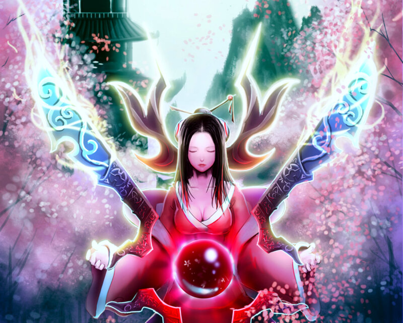 Woman with Glowing Swords — Pink