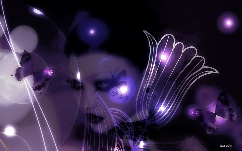 Woman with Glowing Wings — Purple