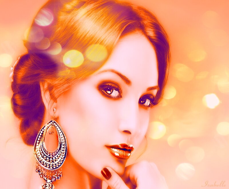 Woman with Gold Earrings — Orange