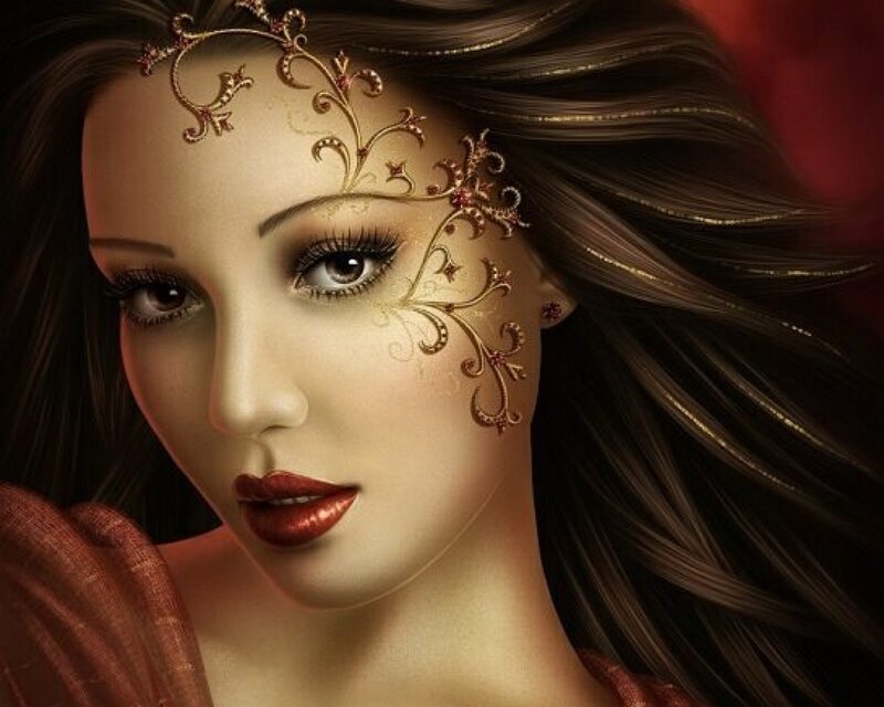 Woman with Gold Face Art — Brown