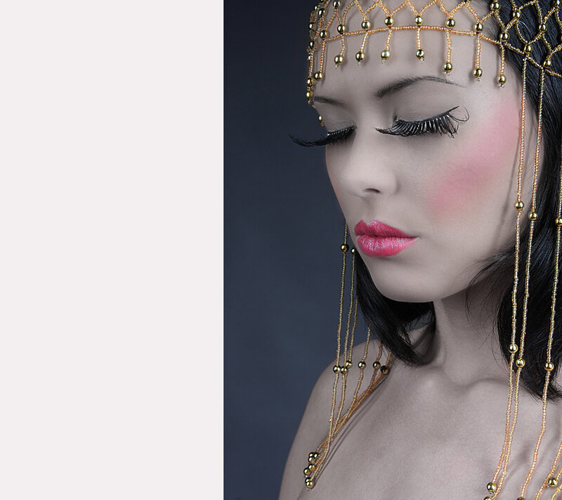 woman with gold headpiece