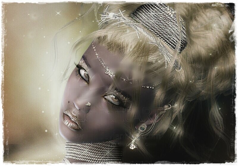 Woman with Gold Jewelry — Dramatic, Digital Art