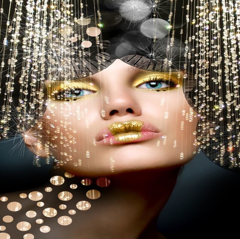 Woman with Gold Makeup — Dramatic, Digital Art