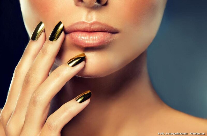 Woman with Gold Nails — Dramatic