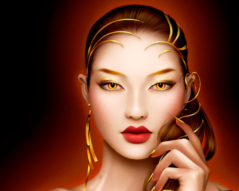Woman with Golden Accessories — Brown