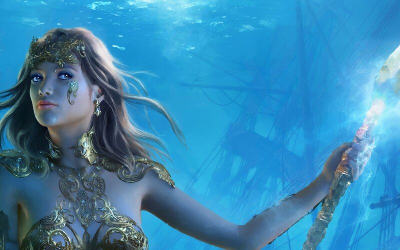 Woman with Golden Armor — Blue