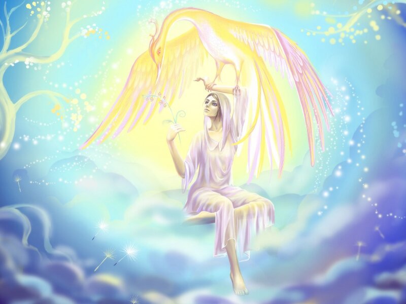 Woman with Golden Bird — Yellow