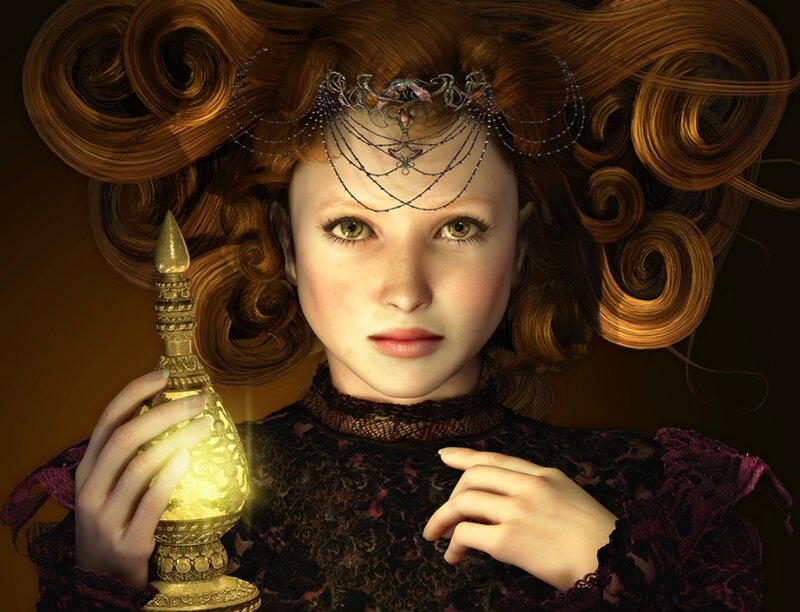 Woman with Golden Bottle