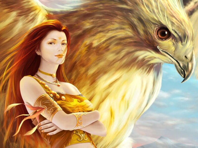 Woman with Golden Eagle — Gold