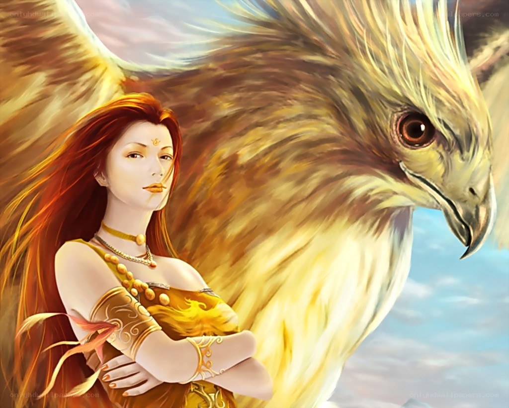 woman with golden eagle