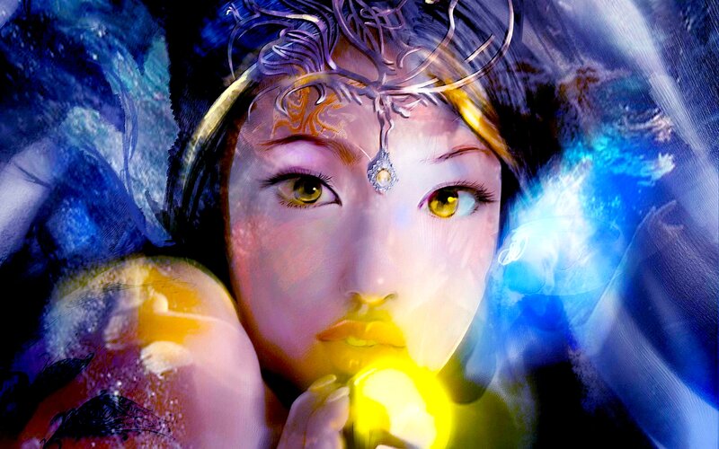 Woman with Golden Eyes — Blue, Dramatic