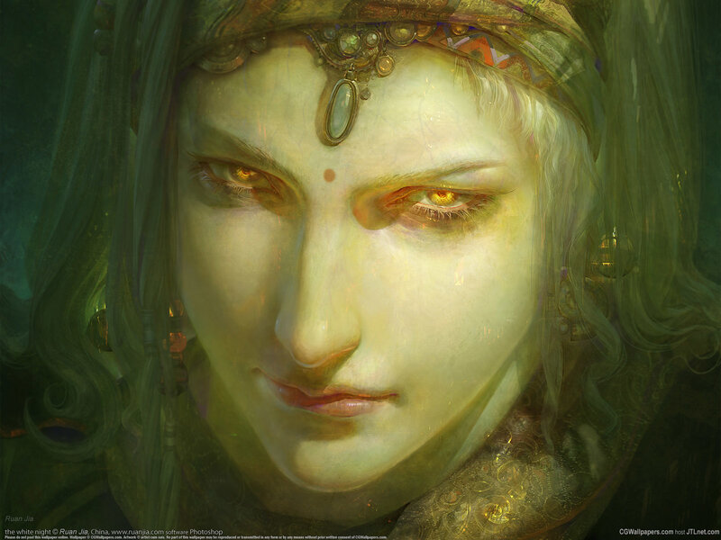 Woman with Golden Eyes — Green, Dramatic