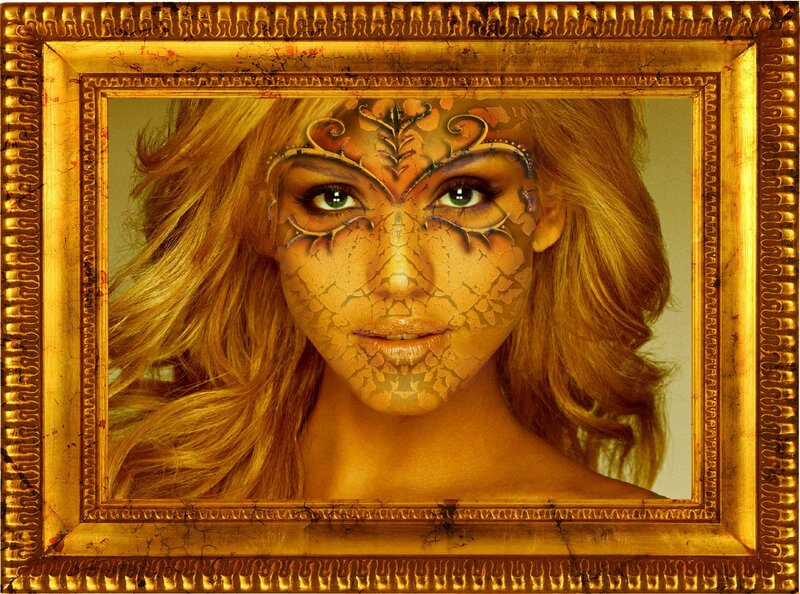 woman with golden face art