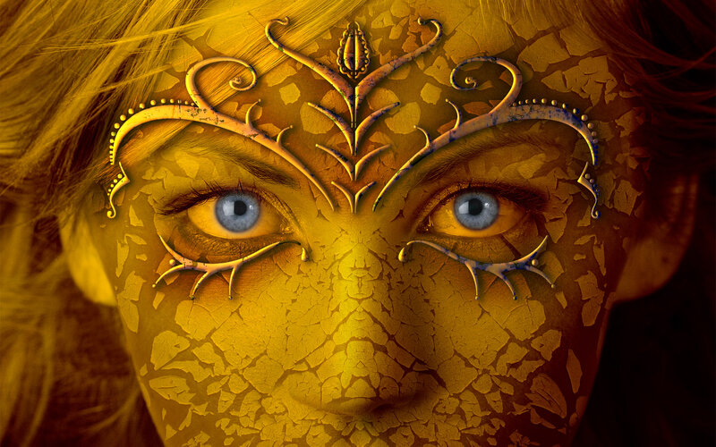 Woman with Golden Face Paint