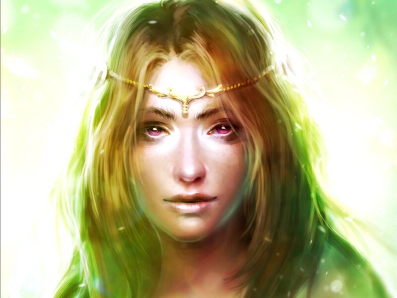 Woman with Golden Hair — Green, Ethereal