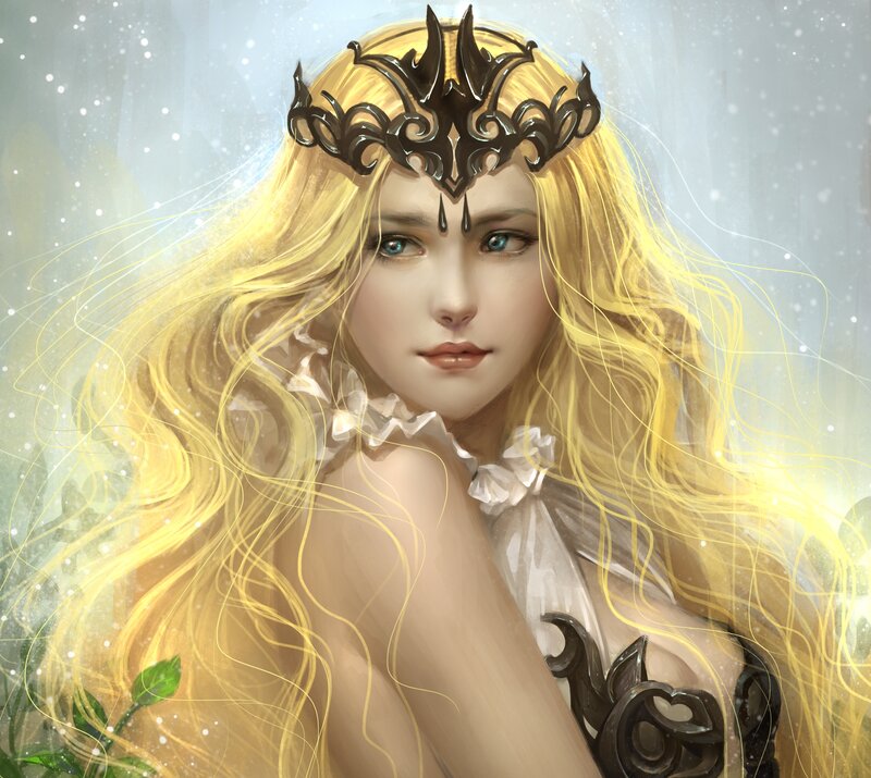 Woman with Golden Hair — Yellow, Serene
