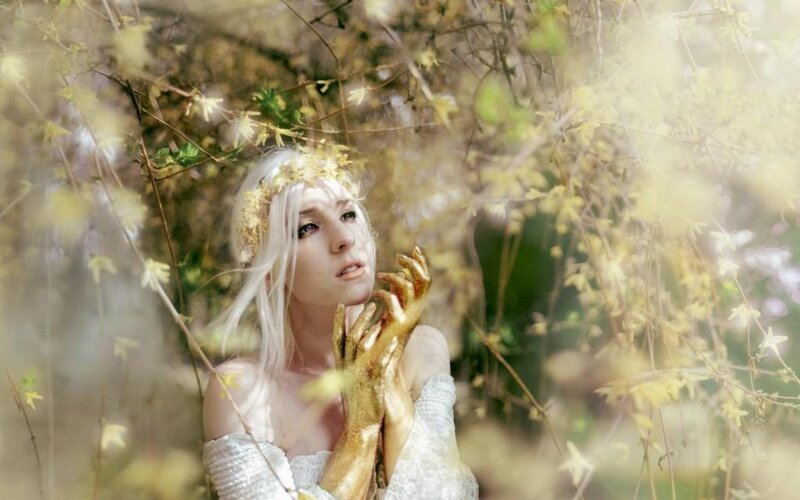 Woman with Golden Hands — Gold, Ethereal, Spring