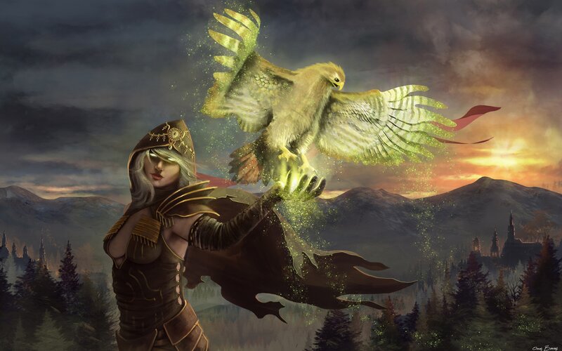 Woman with Golden Hawk
