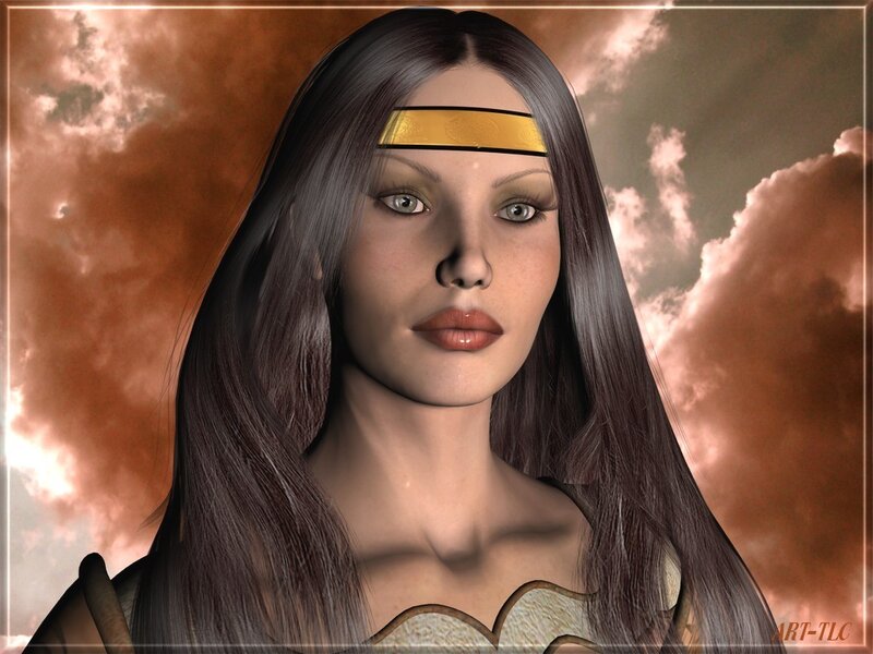 Woman with Golden Headband — Brown, Dramatic