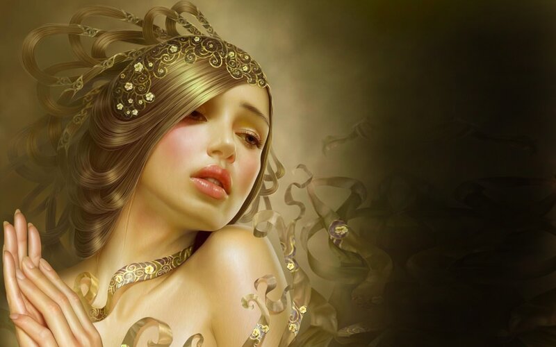 woman with golden headpiece
