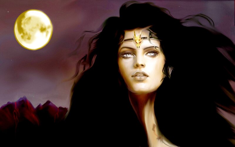 Woman with Golden Headpiece — Purple