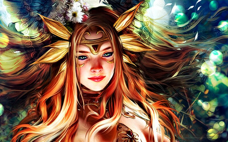 Woman with Golden Horns — Gold, Fantasy