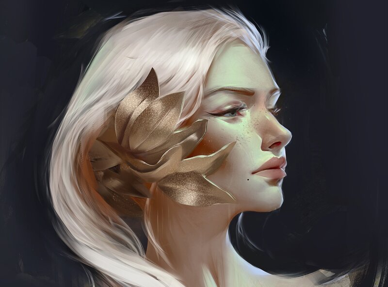 Woman with Golden Leaf