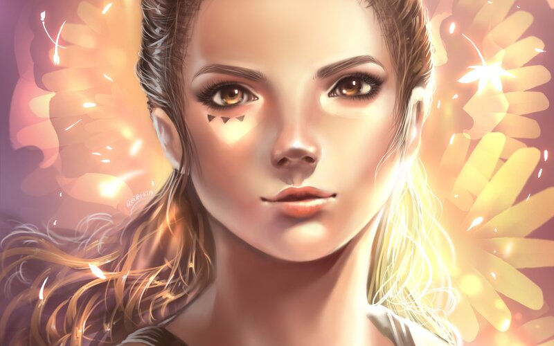 woman with golden light