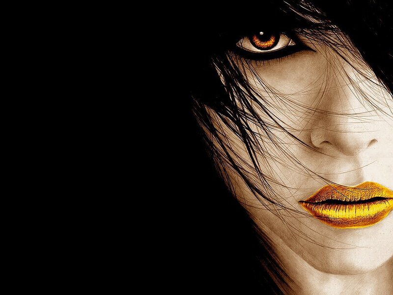 Woman with Golden Lips — Black