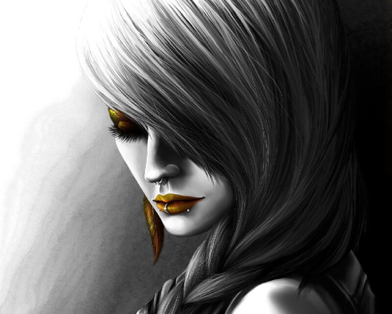 Woman with Golden Makeup — Black