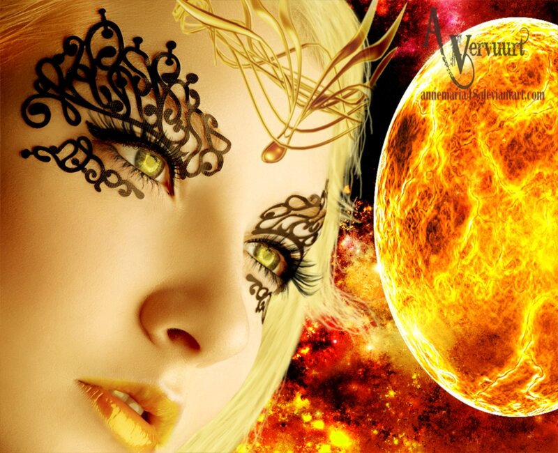 Woman with Golden Makeup — Gold, Dramatic, Digital Art