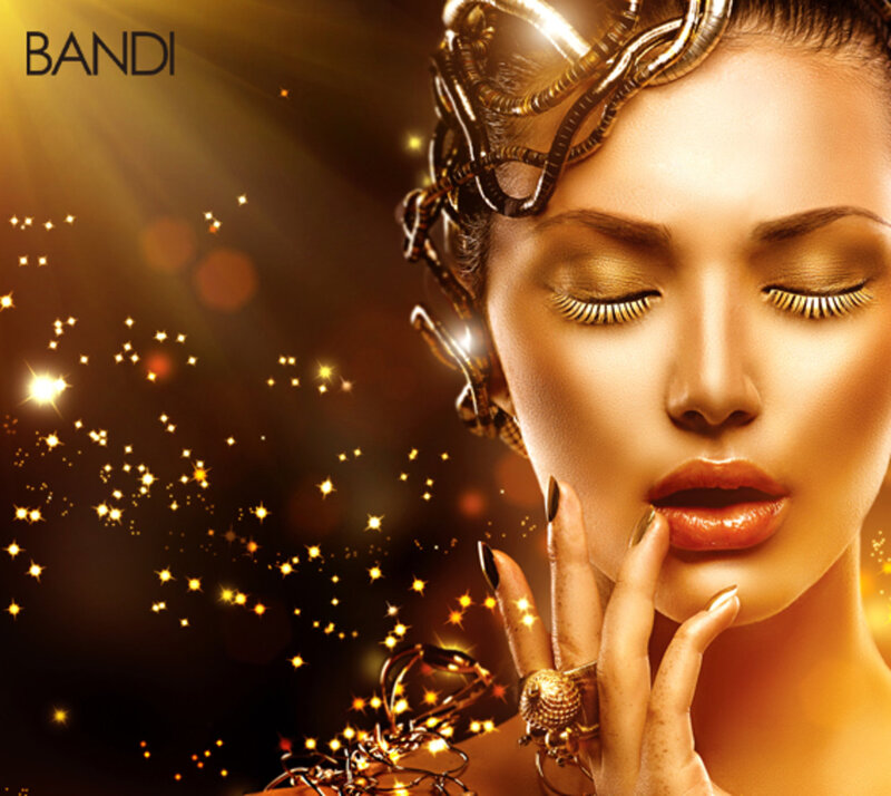 Woman with Golden Makeup — Gold, Dramatic, Photograph