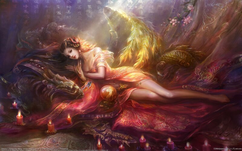 woman with golden phoenix