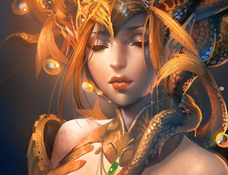 woman with golden serpent