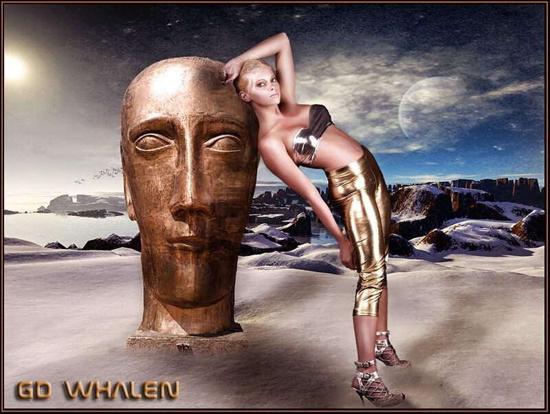 Woman with Golden Statue