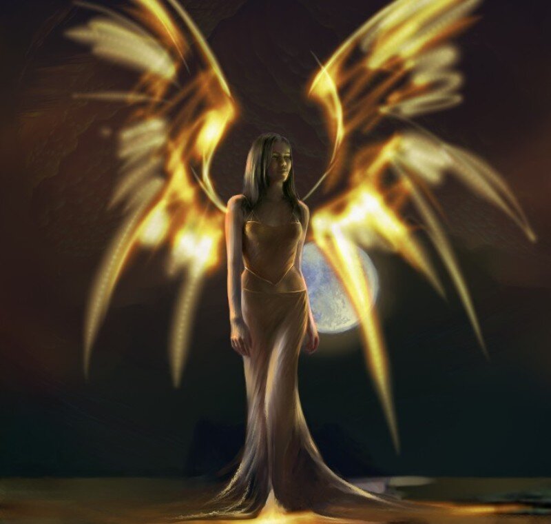 Woman with Golden Wings — Gold, Dramatic