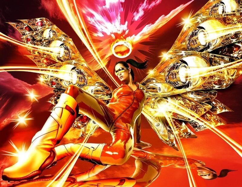 Woman with Golden Wings — Red