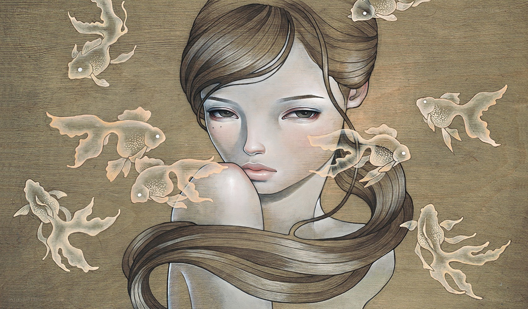 woman with goldfish