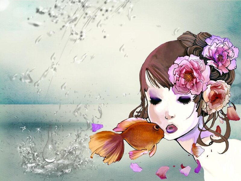 Woman with Goldfish — Pink