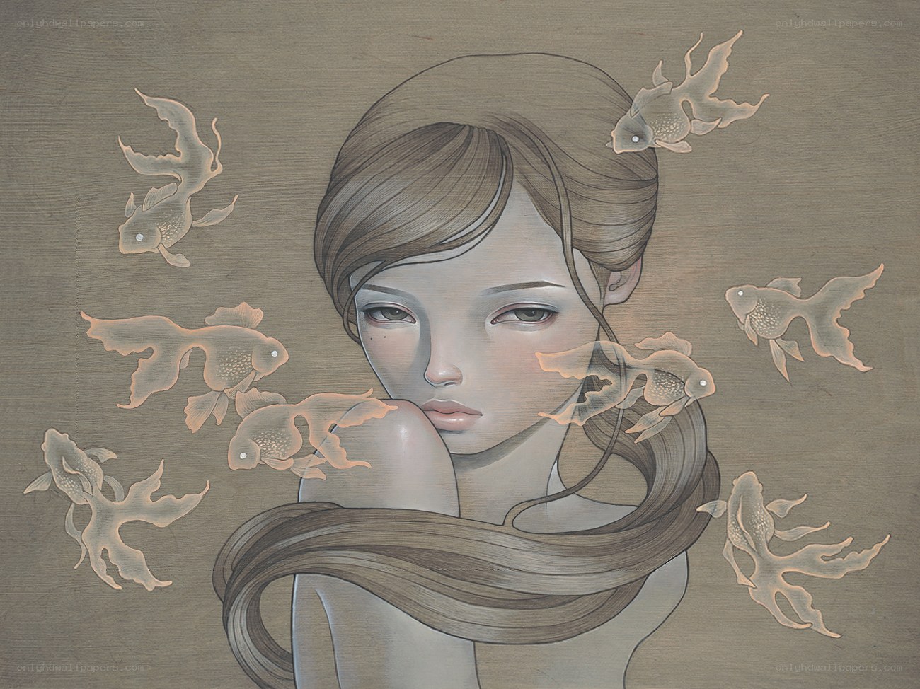 woman with goldfish