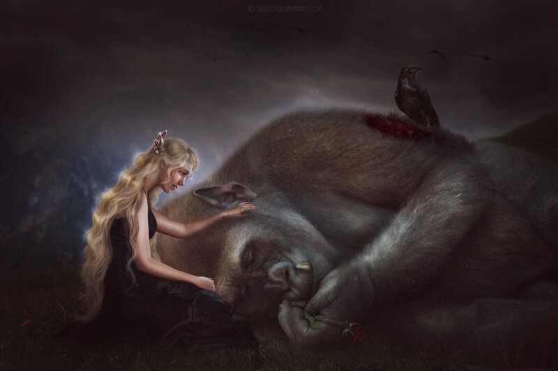 Woman with Gorilla — Gray