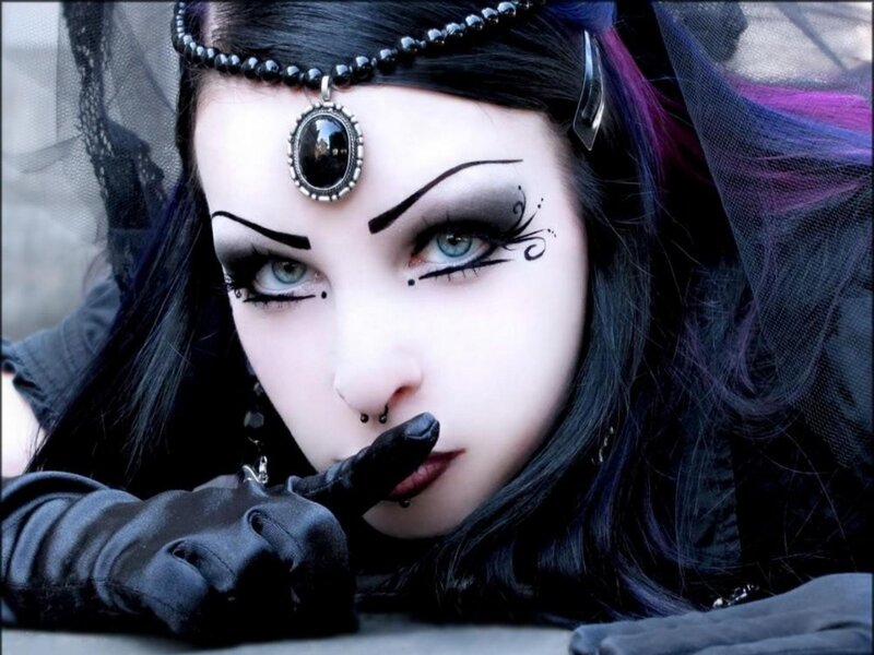 Woman with Goth Makeup — Black, Dramatic, Photograph