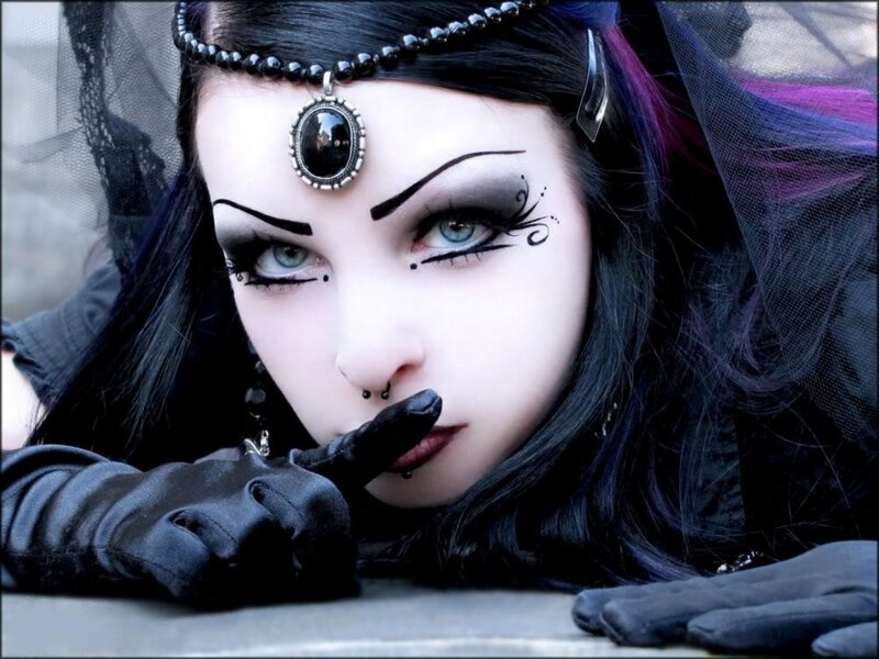 Woman with Goth Makeup — Black