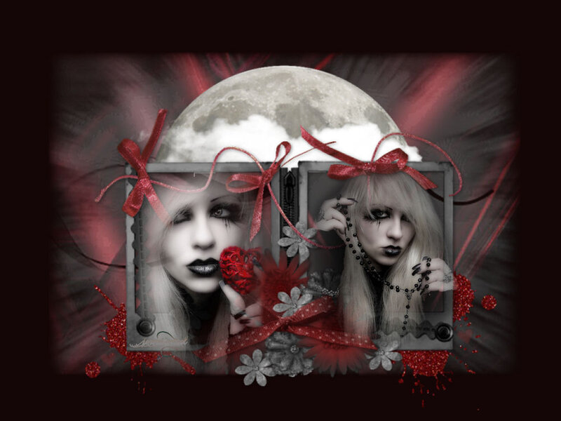Woman with Goth Makeup — Red