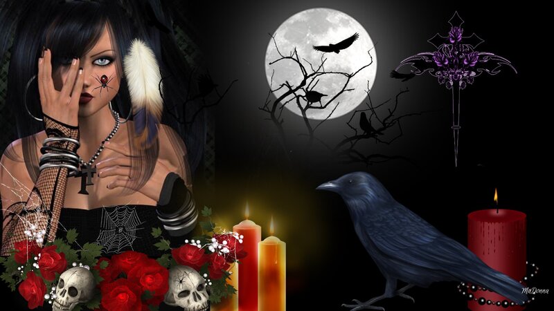 Woman with Gothic Makeup — Black, Dark, Night, Digital Art