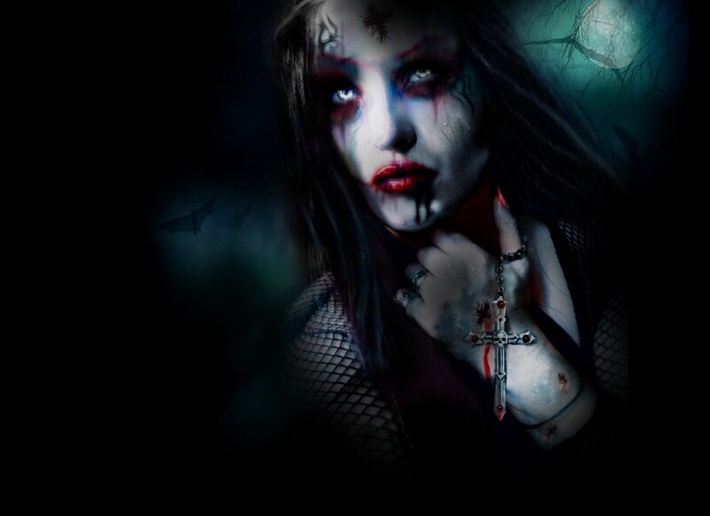 Woman with Gothic Makeup — Black, Dark
