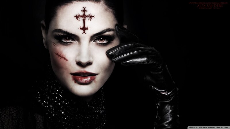 Woman with Gothic Makeup — Black, Dramatic, Night