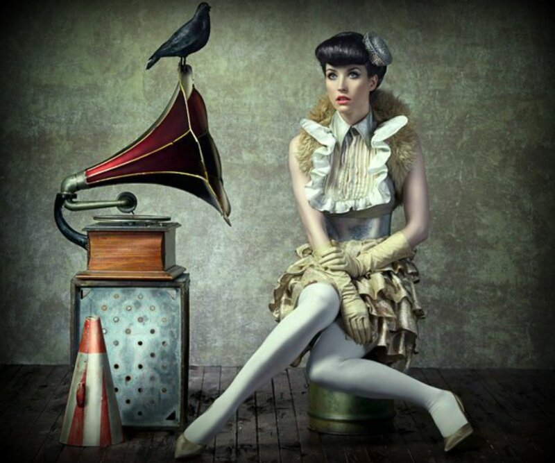 Woman with Gramophone — Brown