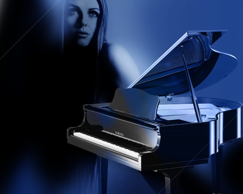woman with grand piano